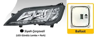 Far Motorlu Sol Fiat Ducato Maxi /Peugeot Boxer / Citroen Jumper ( 2014› ) Led (Ballast Dahil)Syyah Çerçevely