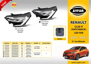 Far Krom Çitali Motorlu Sağ (Ballast Beyin Dahil) Renault Clio V Hatcback (2020-2023)