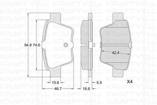 Arka Fren Balatasi P307 C4 C4 Coupe P207 1,4 16v,1,6 16v,1,6 Hdi 110 Fap,1,6 Hdi 90 2,0 16v,2,0 Hdi