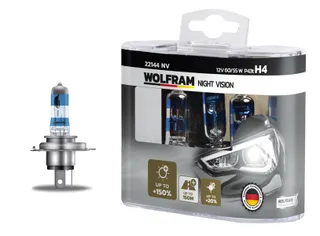 WOLFRAM 22144 NV Ampul 12v H4 60/55 P43t Night Vision 150 Fazla 20 Beyaz Işik