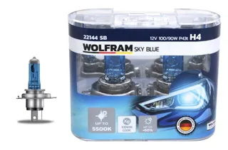 WOLFRAM 22144 SB Ampul 12v H4 100/90 P43t Sky Blue Beyaz Işik