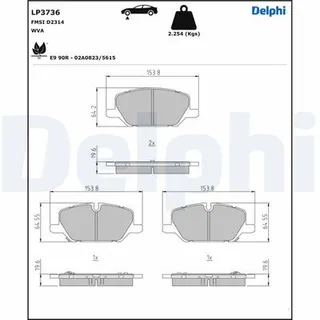 DELPHI LP3736 Ön Fren Balatasi Opel Insignia B 18> 17 İnç Jant
