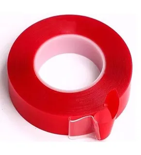 Cift Tarafli Bant 10mm X 5 Mt Kirmizi Seffaf
