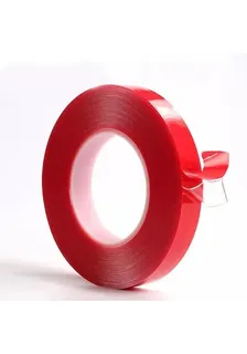 Cift Tarafli Bant 50mm X 5 Mt Kirmizi Seffaf