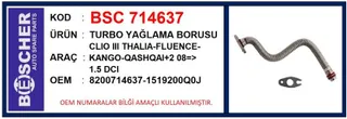 Turbo Yağlama Borusu Clio Iii Thalia-Fluence-Kng-Qashqai+2 08=> 1.5 Dci