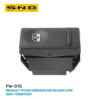 Renault 19 Cam Düğmesi Sağ Ön Kapi 6 Pin Oem: 7700817337
