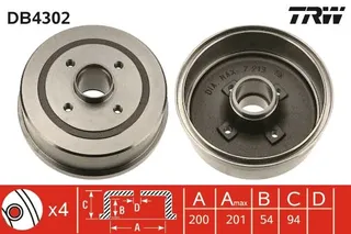 TRW DB4302 Arka Fren Kampana Corsa C 01>11 Abs Li