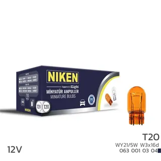 Niken 12v T20 Ampul (Wy21/5w) Amber W3x16d 10lu
