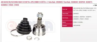 VEKA FI-1100 Aks Kafasi Sol-Sag On Dis 27x26x59 Uzunluk 147,5mm Fiat Doblo Maxi 1.6 Mjt M/T 2010/ 500x (334_) 1.6 Mjt M/T 2014