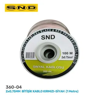 2x0,75mm  Bitişik Kablo Kirmizi-Siyah  (1 Metre)