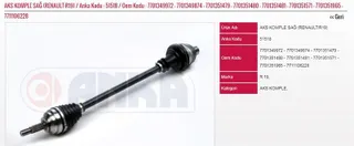 Aks Komple Sağ (10100003) Renault R19 Diş:21 İç:23