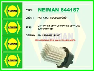 Fan Ayar Regulatörü C3 10> C4 05> C5 08> C6 05> Ds3 10> P407 04>