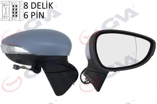 GVA 1037170 Diş Dikiz Aynasi Sağ Ford Fiesta 08> Elektrikli Isitmali Astarli 6pin 6 Fiş Vm-6313ehpar
