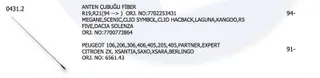 Anten Çubuğu Fiber Renault R19- R21(94 ->) Megane Scenic Clio Symbol C