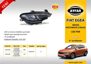 Far Sol Motorlu Full Led Fiat Egea/Tipo Sedan/Hatchback (Cross) (2021>)