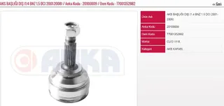 Aks Kafasi Clio 1,4 Benzinli-1,5dci 01-08 (Dis Freze:21-Ic Freze:28)