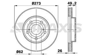 On Fren Diski (Aynasi) Havali Toyota Corolla Auris D4d Dizel 2007-2012 (273x5)