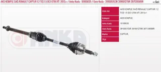 Aks Komple Sağ 1.2 Tce-1.5 Dci Otm.Vit. 2013=> Yeni Renault Captur Diş:25 İç:34