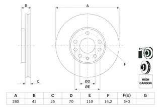 (0986479919) Ön Fren Diski Opel Astra G-H Corsa C 03>Meriva 03>Zafira 99>(280x25x5dlxhavali)Opel Astra Twynport 1.2