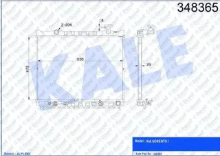 KAL 348365 Su Radyatörü A/T 470x638x26 Sorento