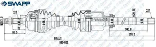 PE-8002 Komple Aks Sag On Peugeot 206 (2a/C) 1.4i 16v Uzunluk 887,5mm 1998-2006