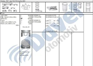 Motor Piston Segman Punto Palio Albea Doblo 1,2 8v (Std)