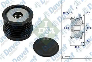 INA 535 0213 10 Alternatör Kasnagi 6 Kanalli Alfa 159 Giulietta