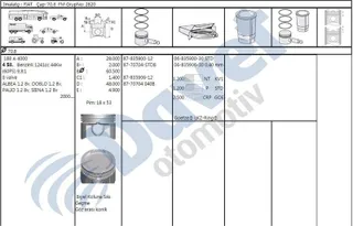 YEN-4285-060 Piston Segman ( 70.80mm 0.60) Palio Albea Doblo Punto 1.2 8v